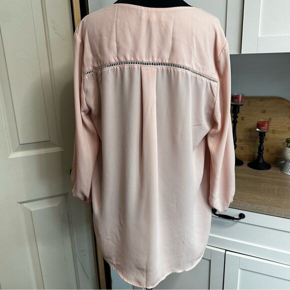 Pleione by Anthropologie Blush Pink Blouse Top Women’s Large L High Low Office - Picture 2 of 9